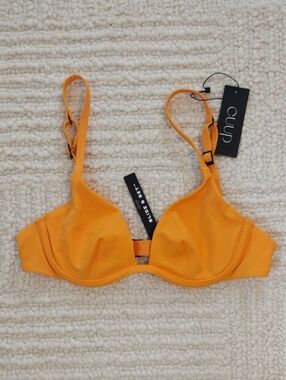 CUUP The Plunge Orange Underwire Bikini Top Size Small Summer Beach Vacation